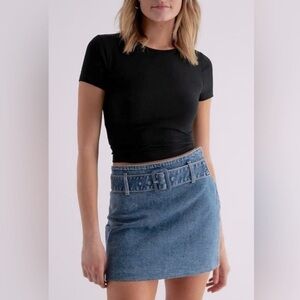 EXPRESS Belted Jean Mini Skirt